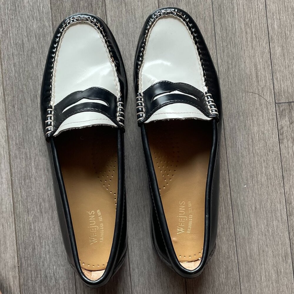 G H Bass Weejuns Black/White Penny Loafers. Ladies Size 7.5 M